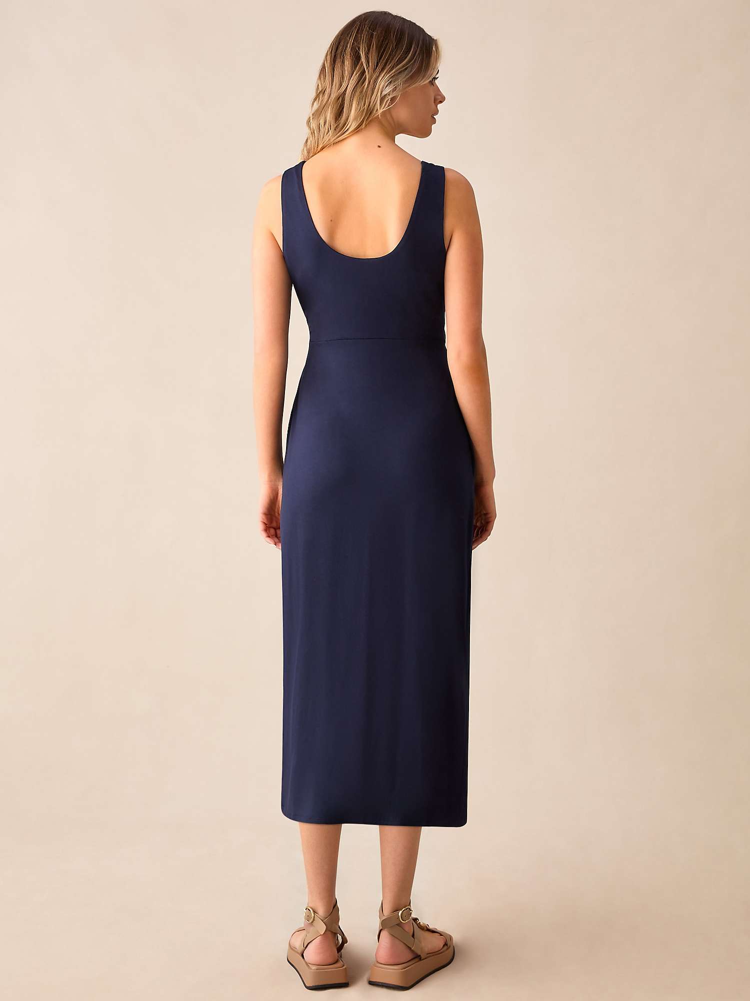 Buy Ro&Zo Jersey Tie Waist Midi Dress, Blue Online at johnlewis.com