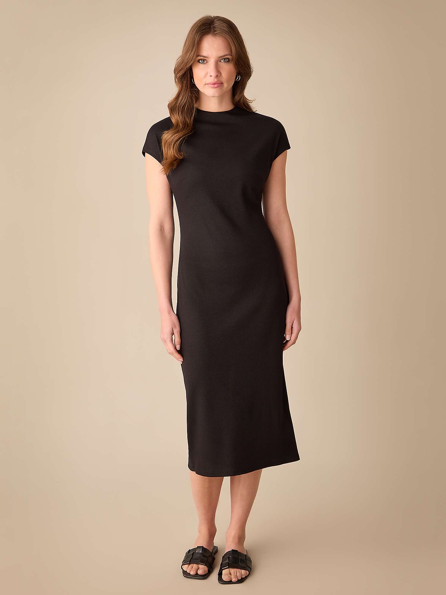 Buy Ro&Zo Petite Narrow Rib Knit Midi Dress, Black Online at johnlewis.com