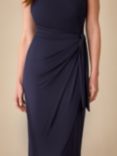 Ro&Zo Petite Jersey Tie Waist Midi Dress, Navy