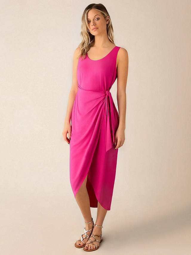 Ro&Zo Jersey Tie Waist Midi Dress, Pink