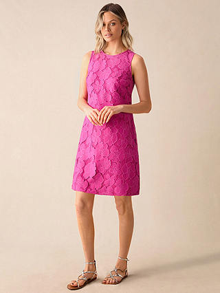 Ro&Zo Floral Lace Mini Shift Dress, Pink