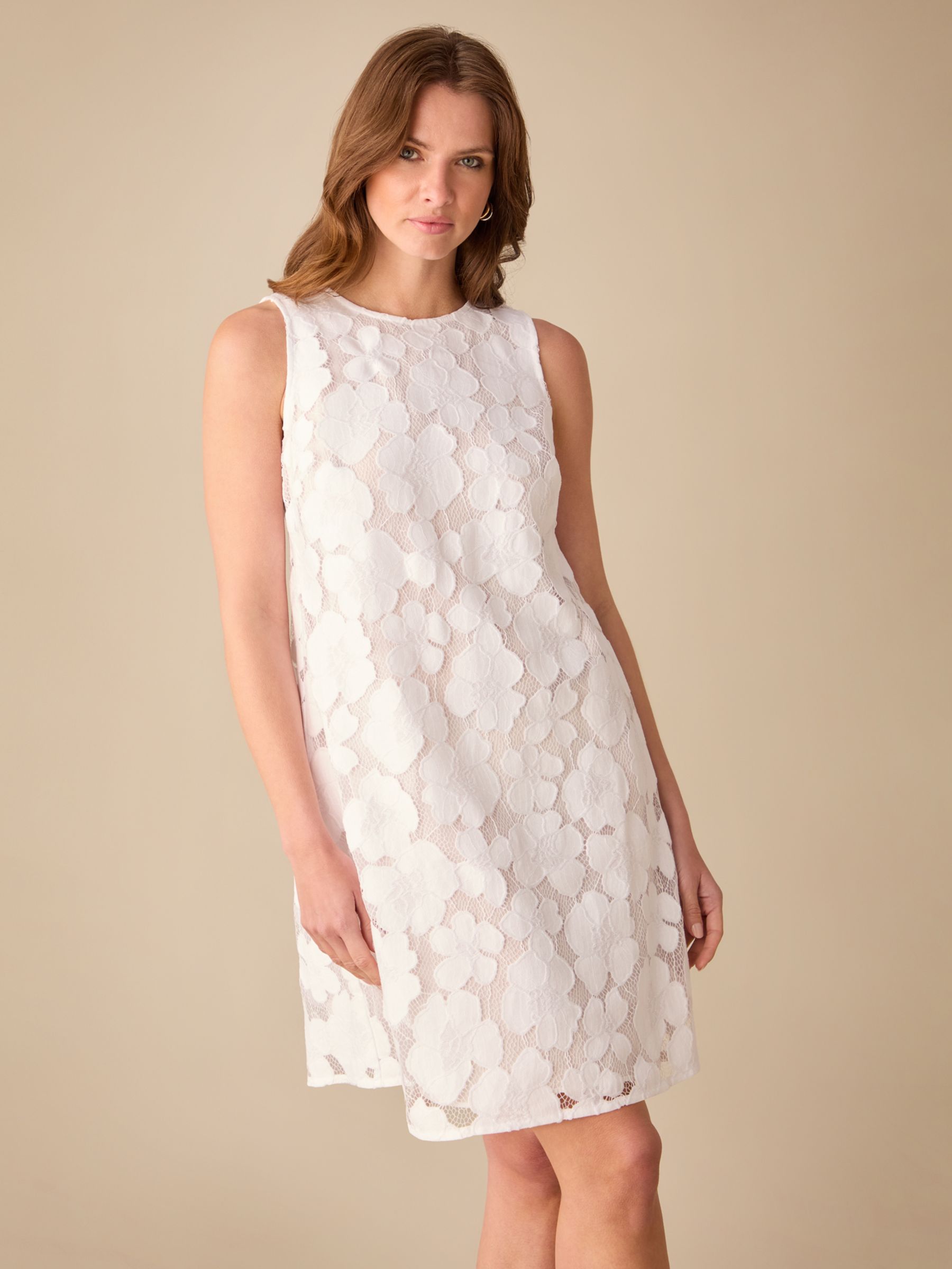 Ro&Zo Petite Lace Shift Mini Dress, White, 6