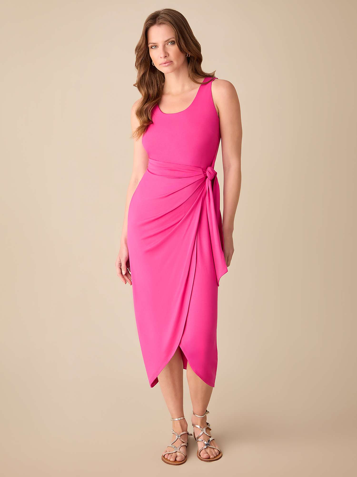 Buy Ro&Zo Petite Jersey Tie Waist Midi Dress, Pink Online at johnlewis.com