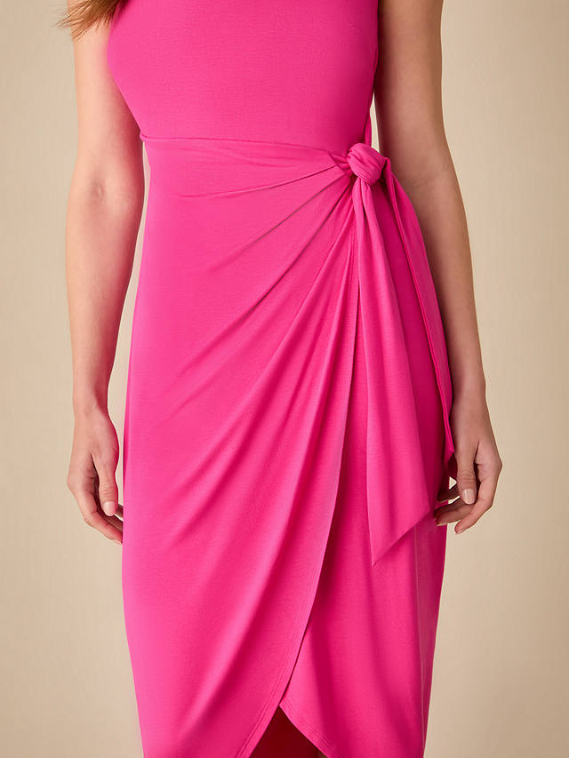 Ro&Zo Petite Jersey Tie Waist Midi Dress, Pink