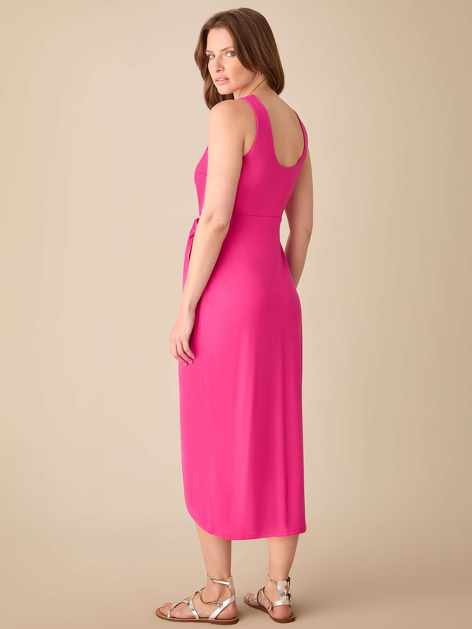 Buy Ro&Zo Petite Jersey Tie Waist Midi Dress, Pink Online at johnlewis.com