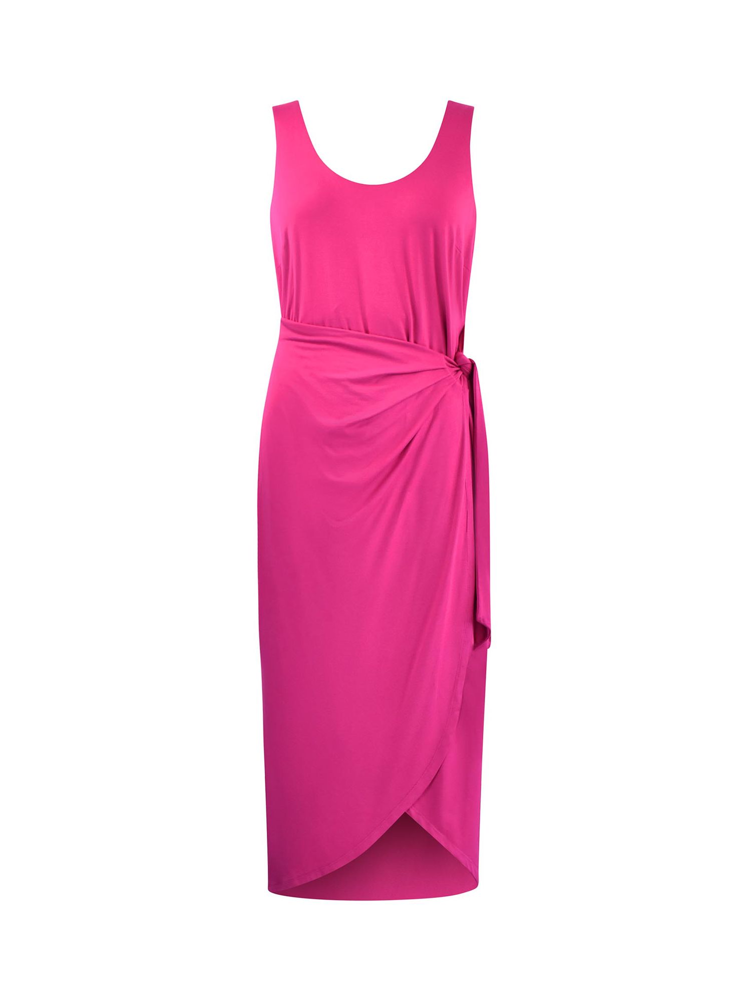 Ro&Zo Petite Jersey Tie Waist Midi Dress, Pink, 6