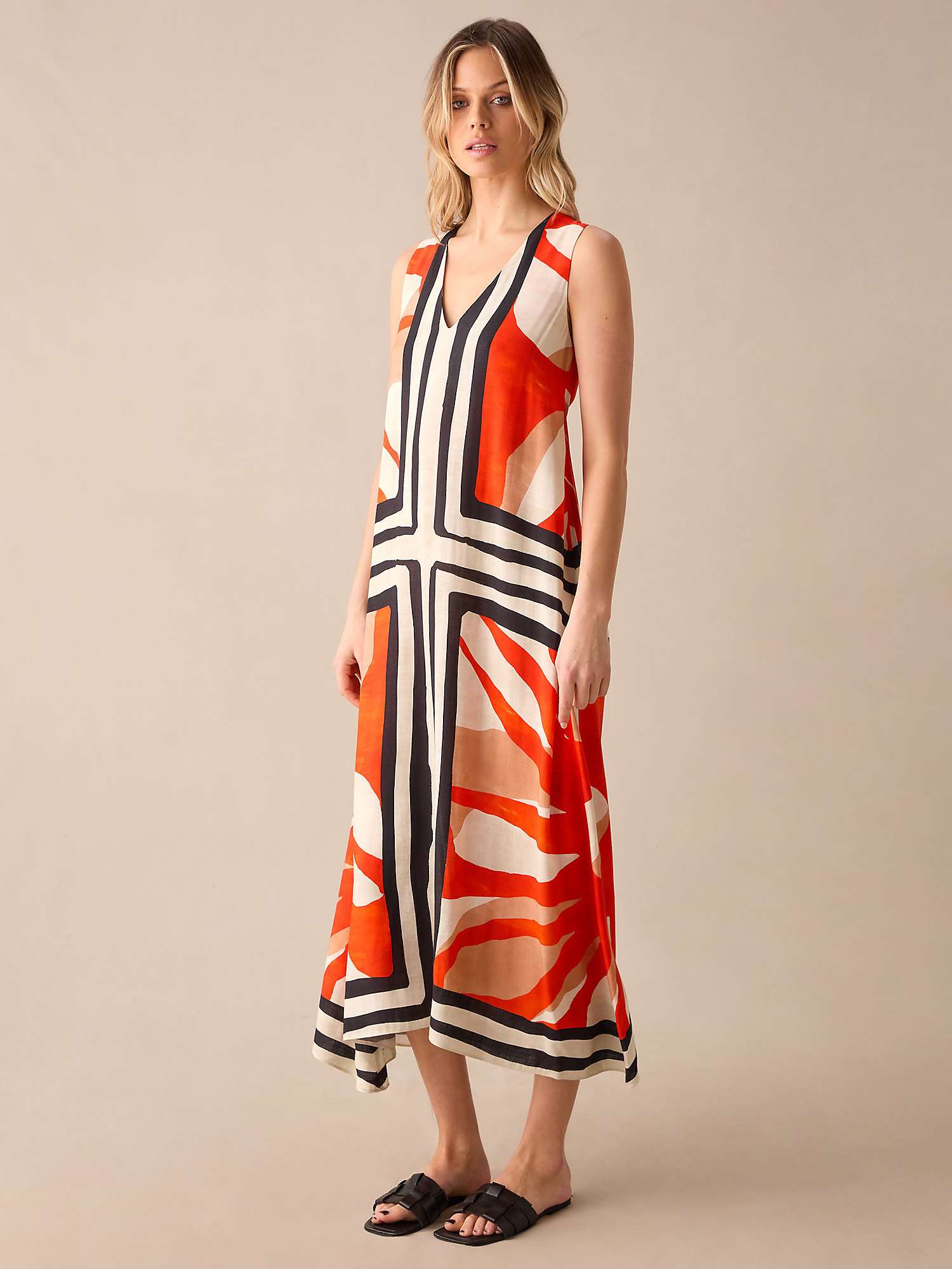 Buy Ro&Zo Placement Print Twist Neck Dress, Red Online at johnlewis.com