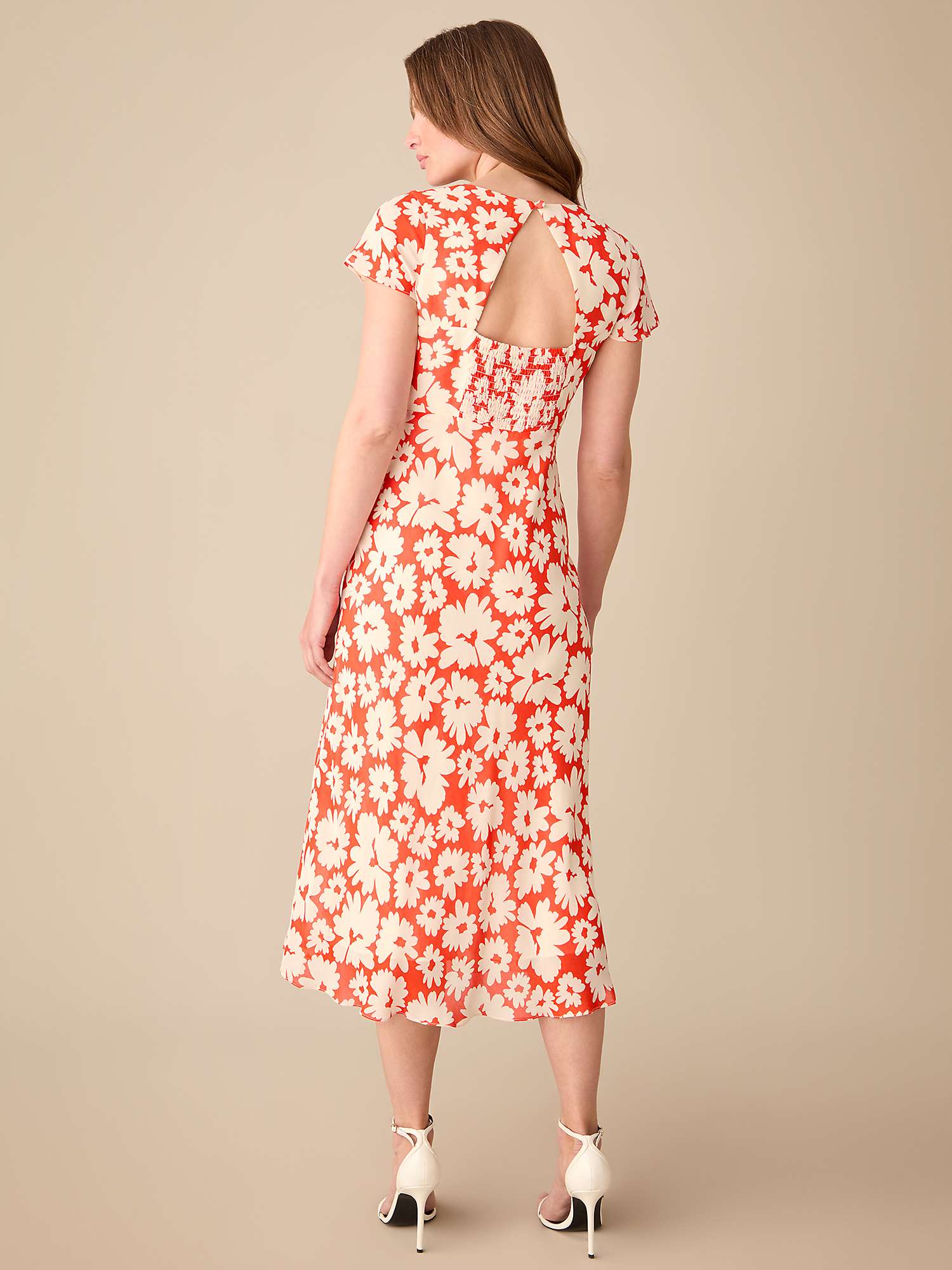 Buy Ro&Zo Petite Daisy Print Sweetheart Neck Midi Dress, Red/Cream Online at johnlewis.com