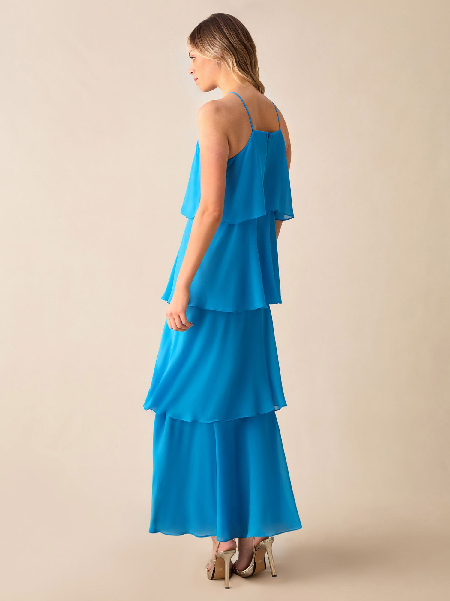 Buy Ro&Zo Savannah Chiffon Halterneck Tiered Maxi Dress, Blue Online at johnlewis.com