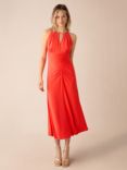 Ro&Zo Jersey Halterneck Midi Dress, Coral Red, Coral Red