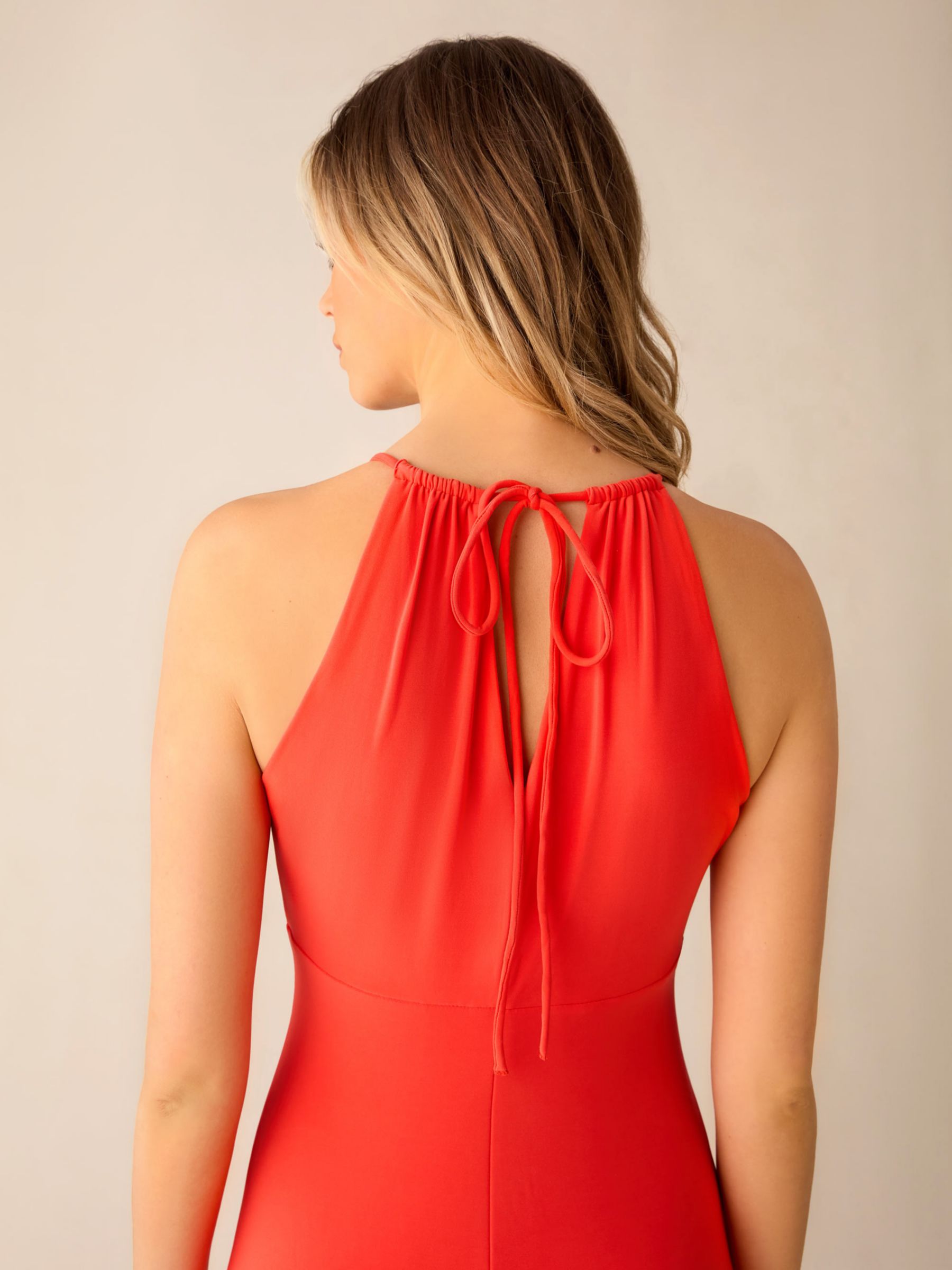 Ro&Zo Jersey Halterneck Midi Dress, Coral Red, 6