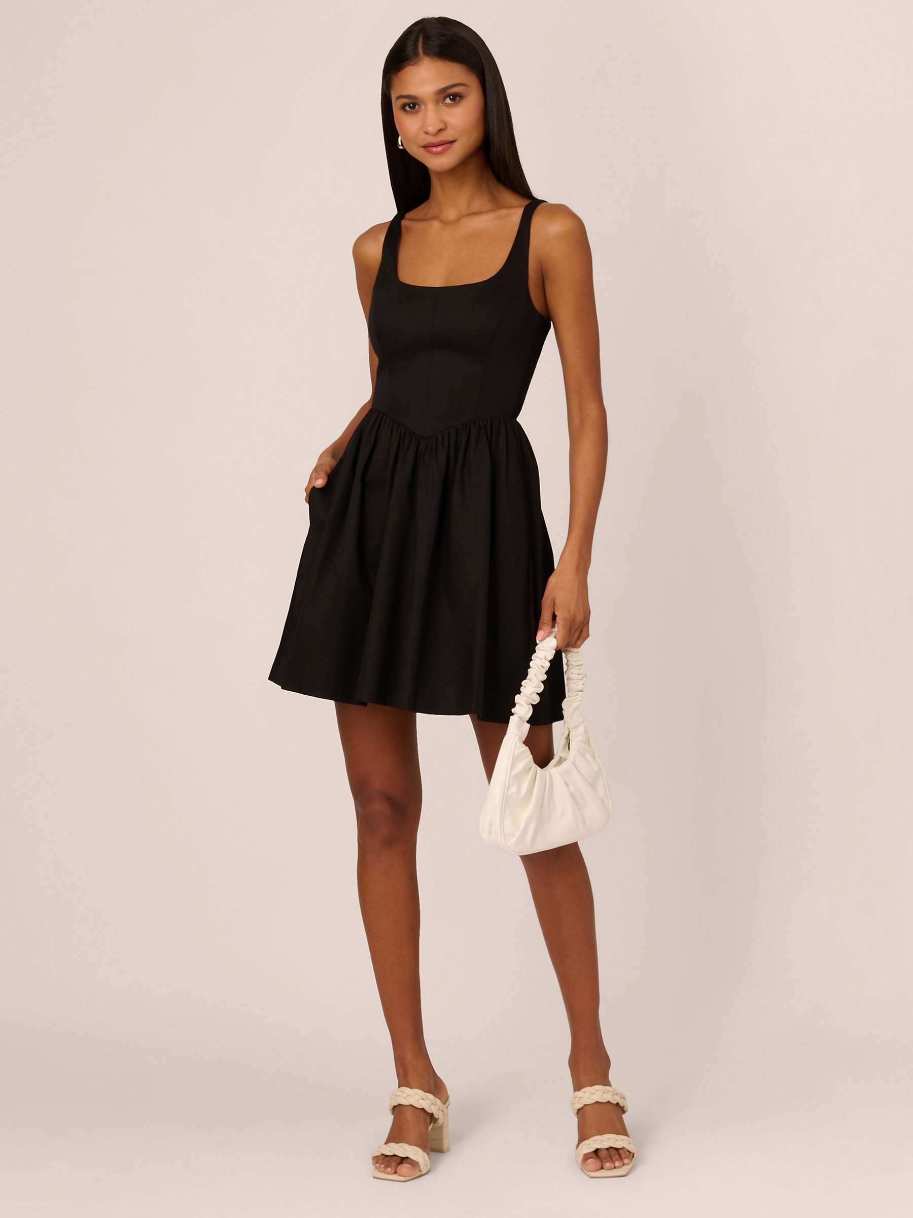 Buy Adrianna by Adrianna Papell Stretch Skater Mini Dress, Black Online at johnlewis.com