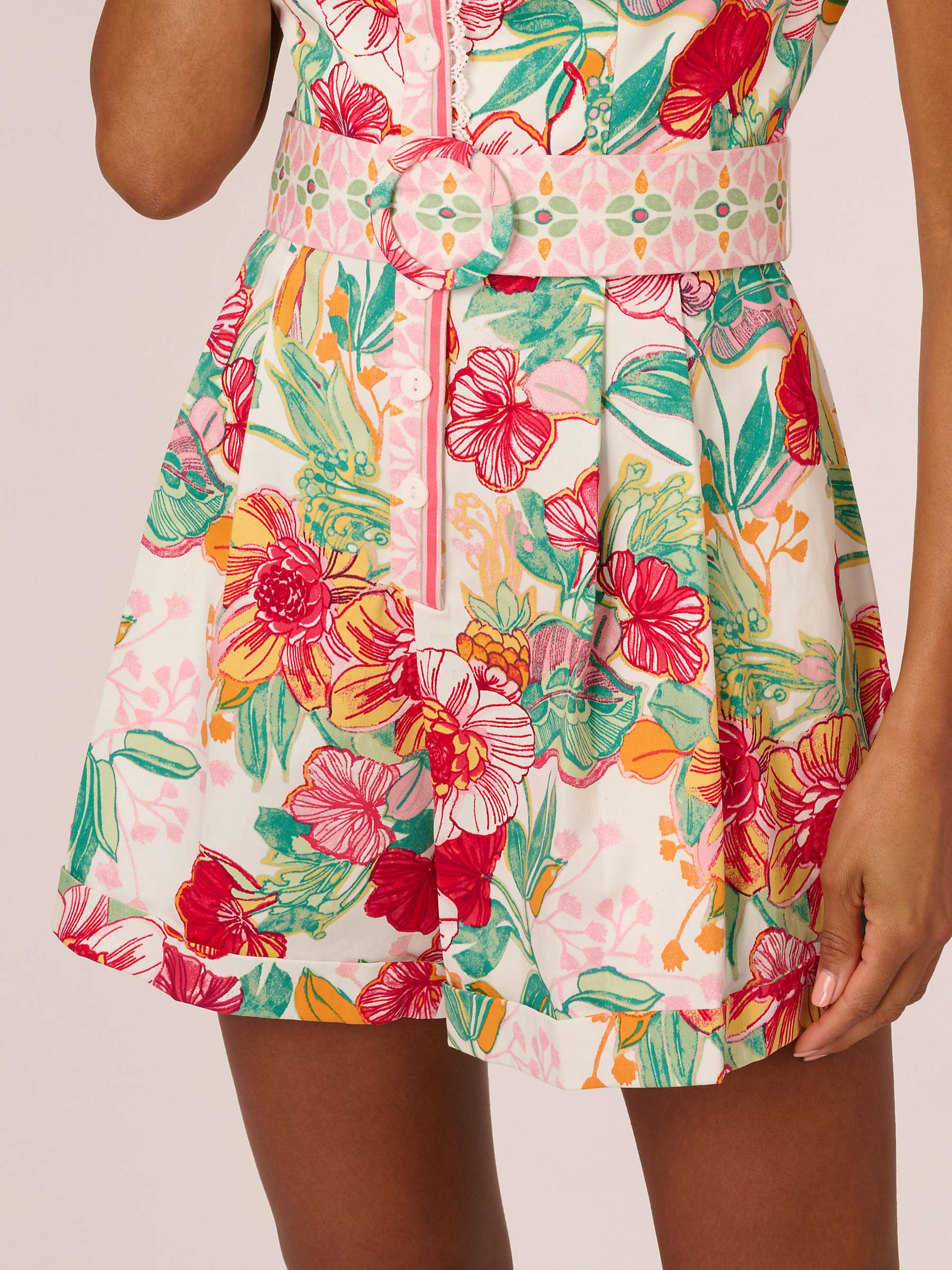 Buy Adrianna Papell Cotton Blend Short Jumpsuit, Pink/Multi Online at johnlewis.com