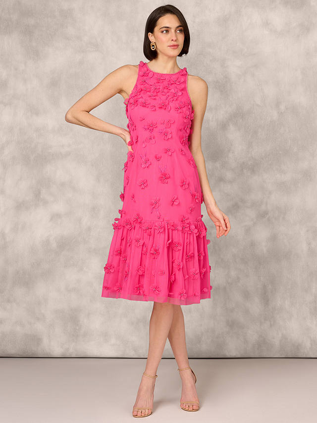 Aidan Mattox by Adrianna Papell Embellishment Cocktail Dress, Electric Pink
