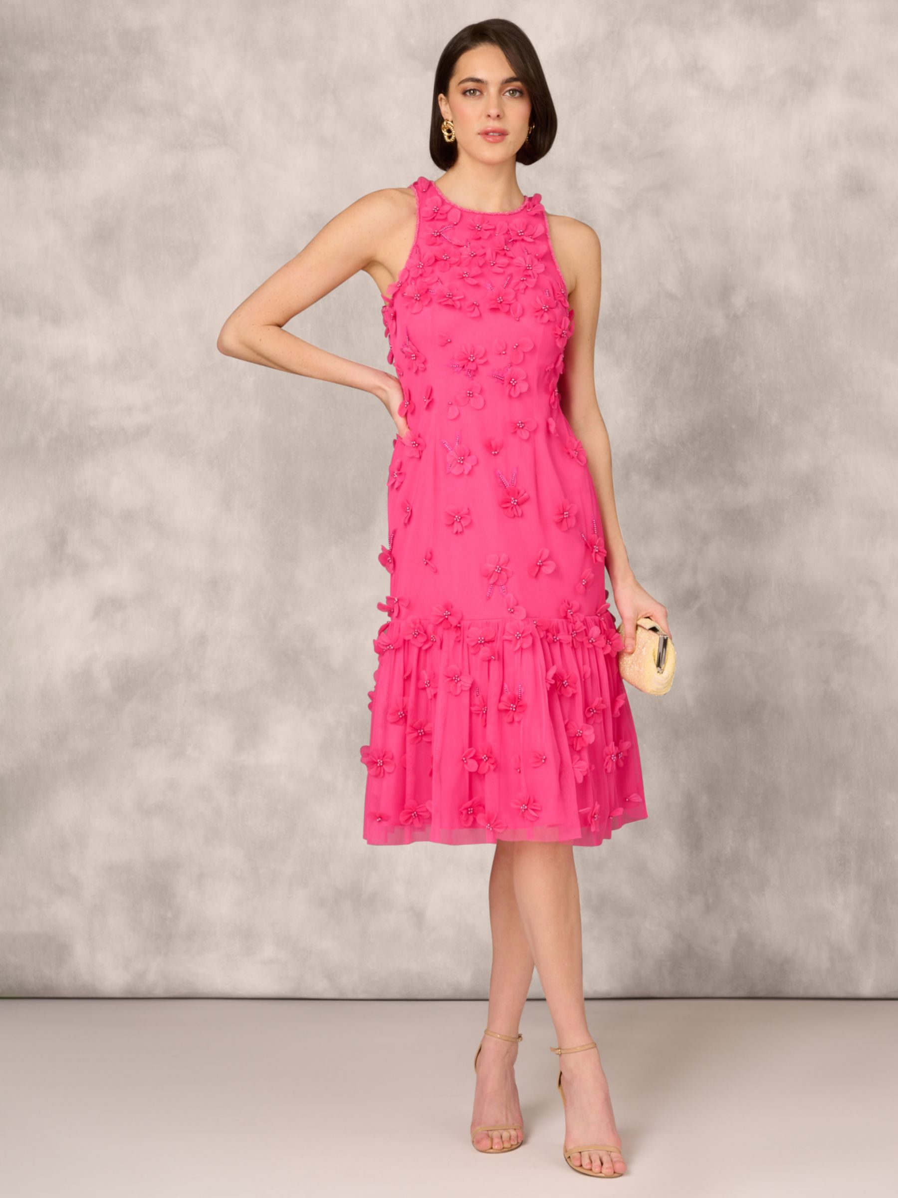 Aidan Mattox by Adrianna Papell Embellishment Cocktail Dress, Electric Pink, 6