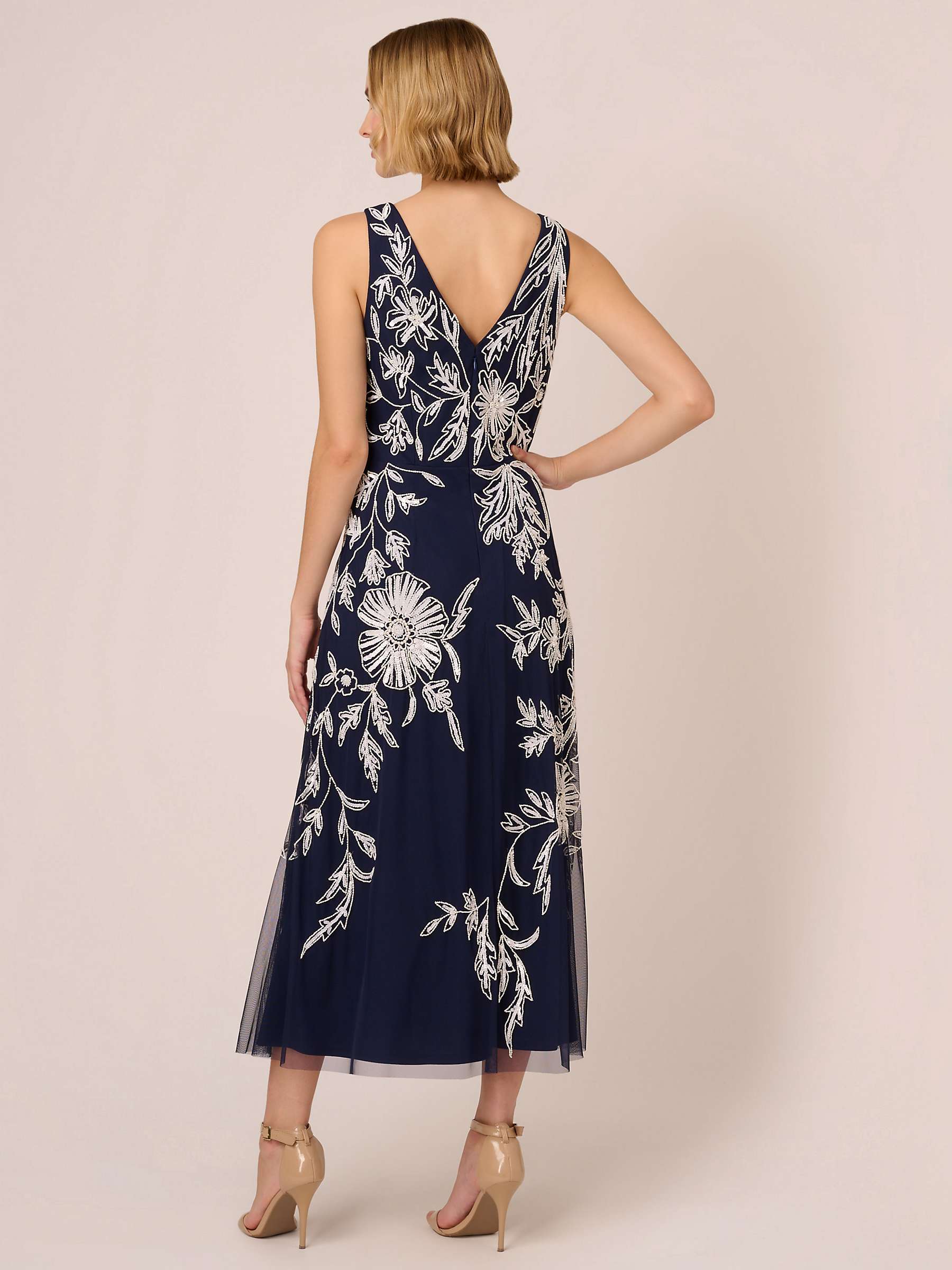 Buy Adrianna Papel Beaded Sleeveless Midi Dress, Navy/Ivory Online at johnlewis.com