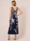 Adrianna Papel Beaded Sleeveless Midi Dress, Navy/Ivory