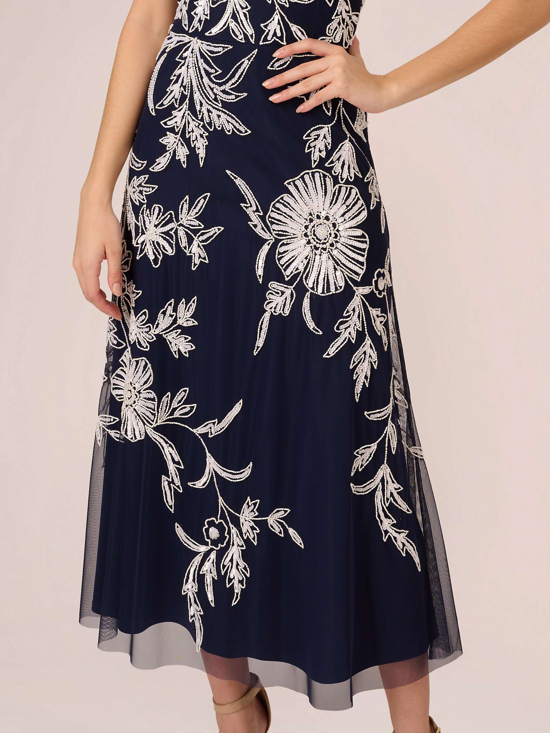 Buy Adrianna Papel Beaded Sleeveless Midi Dress, Navy/Ivory Online at johnlewis.com