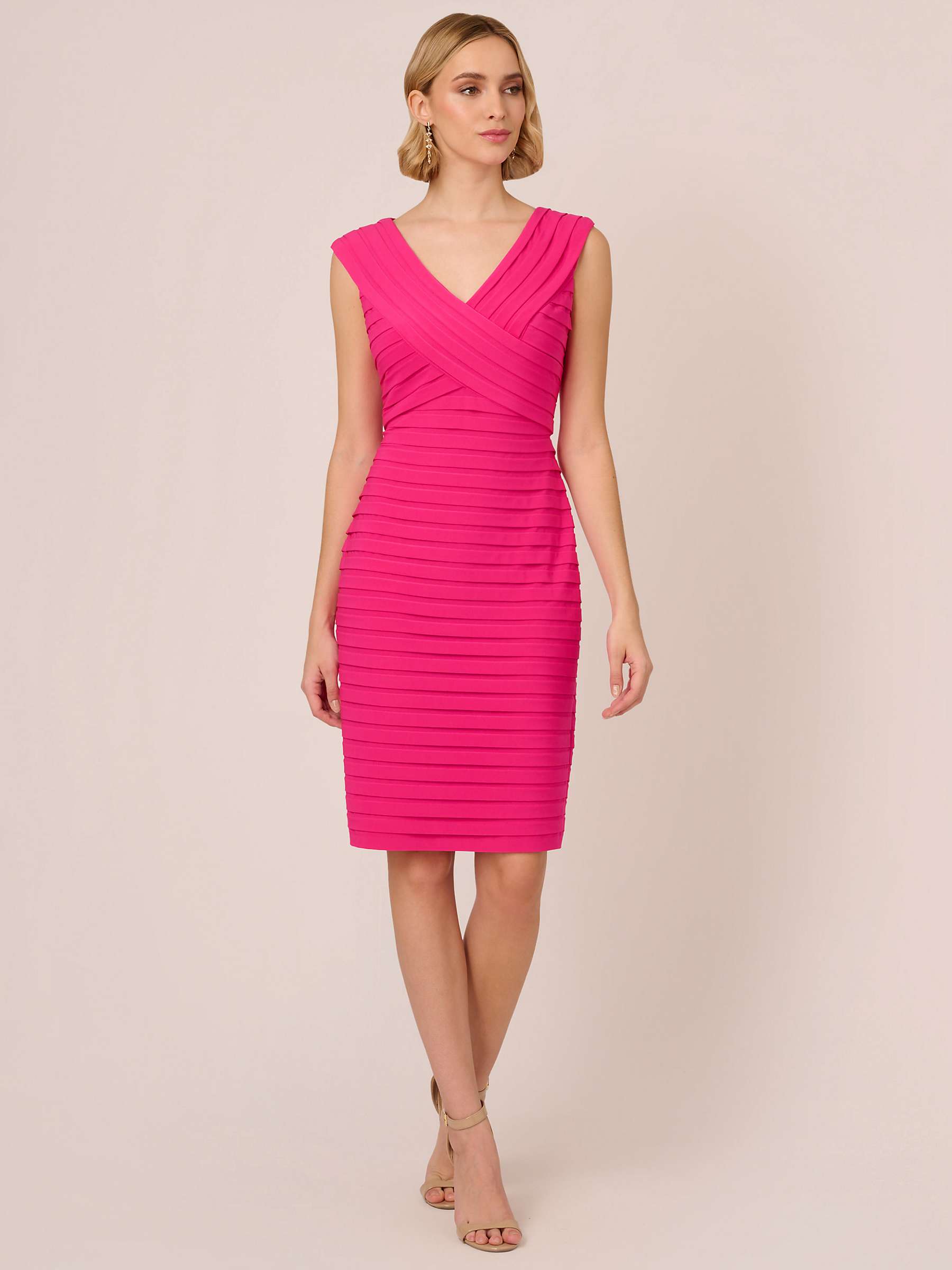 Buy Adrianna Papell Banded Jersey Dress, Electric Pink Online at johnlewis.com