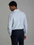 Reiss Ruban Puppytooth Long Sleeve Linen Shirt, Soft Blue