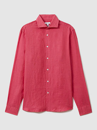 Reiss Ruban Regular Fit Linen Shirt, Coral