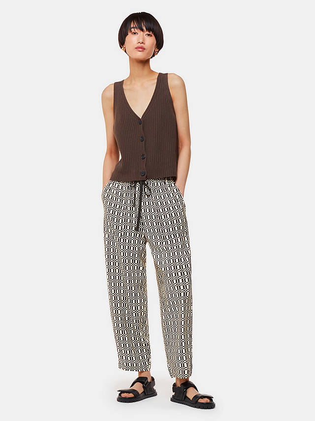 Whistles Link Check Print Trousers, Black/Multi