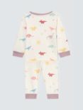 John Lewis Baby Dino Print Pyjamas, White