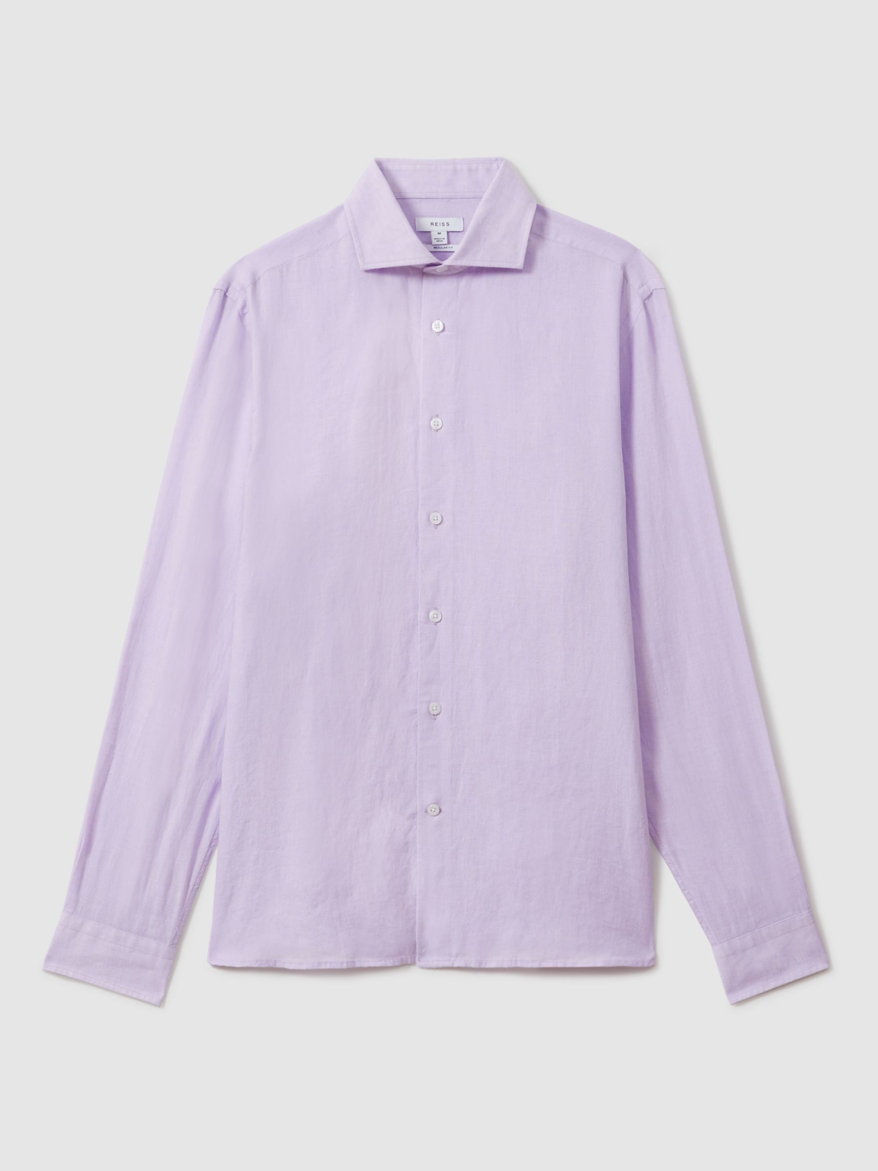 Reiss Ruban Regular Fit Linen Shirt, Orchid, XS