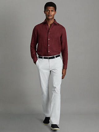 Reiss Ruban Regular Fit Linen Shirt, Pecan Brown