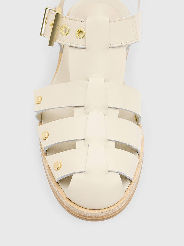 AllSaints Nelly Stud Detail Leather Sandals, Parchment White