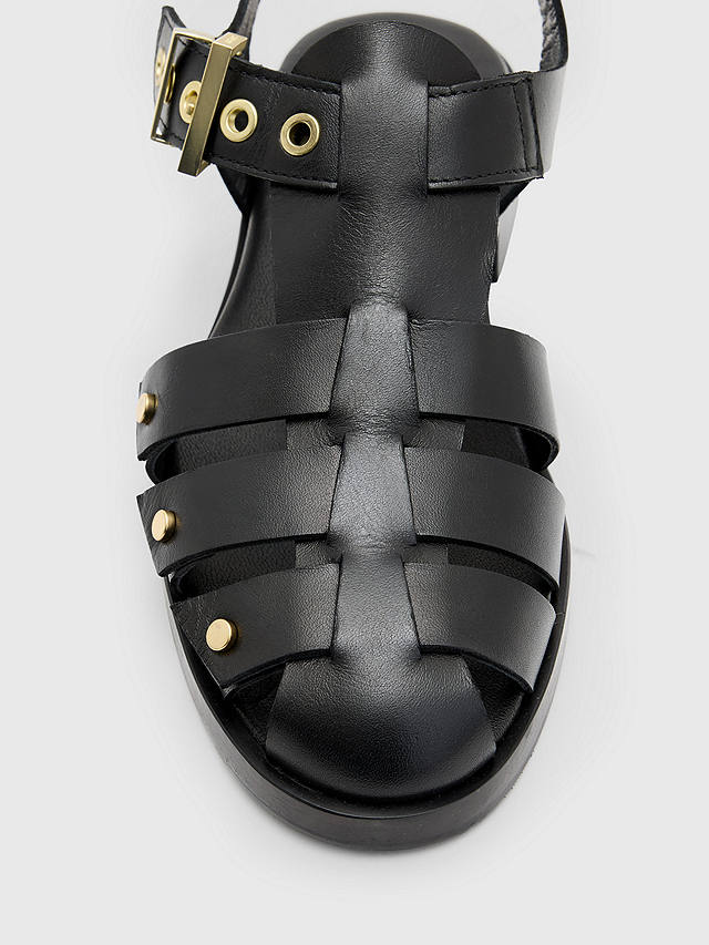 AllSaints Nelly Stud Detail Leather Sandals, Black