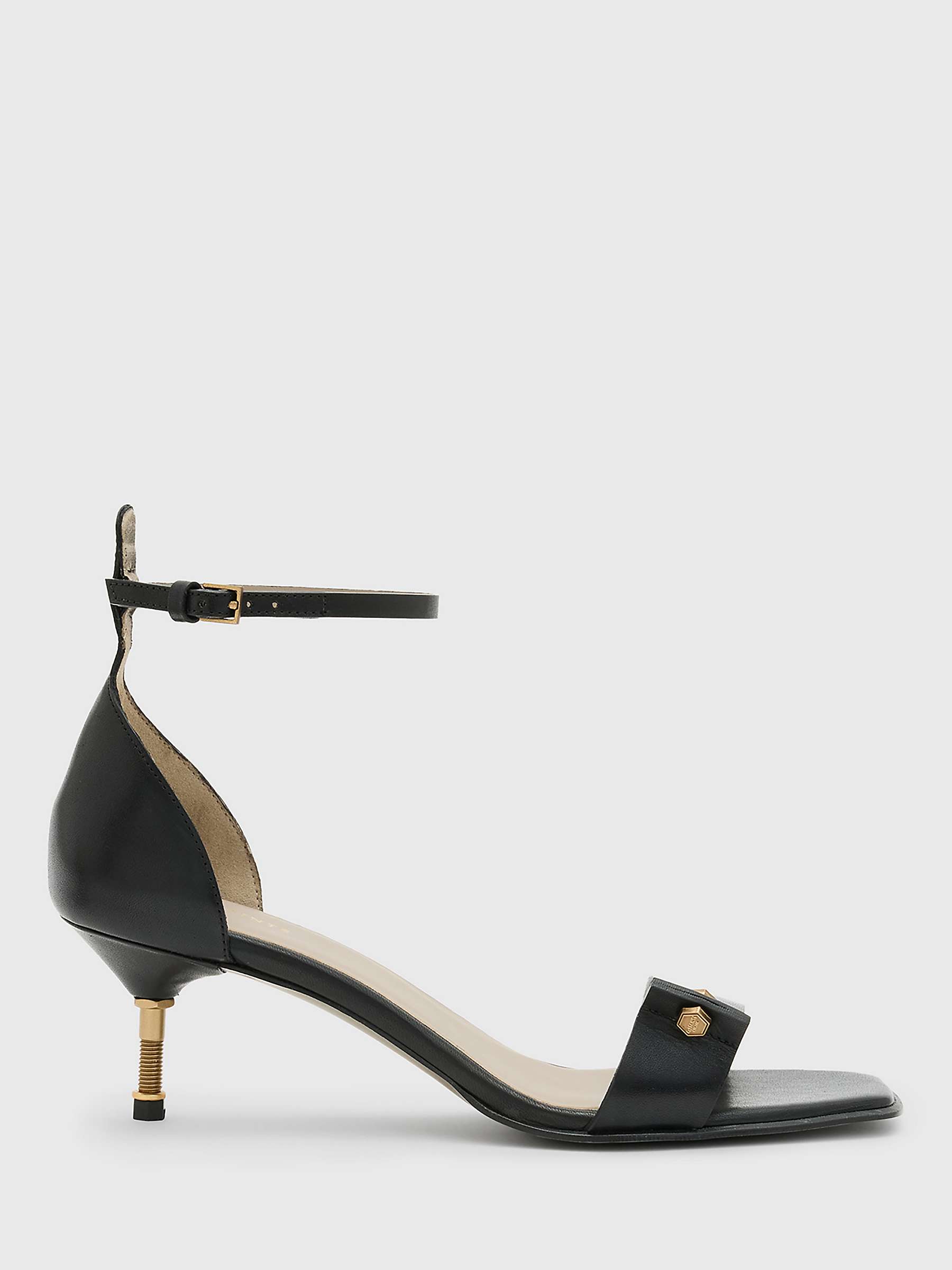 Buy AllSaints Gloria Leather Heel Sandals, Black Online at johnlewis.com