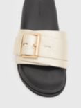 AllSaints Ellie Studded Leather Slider Sandals, Gold