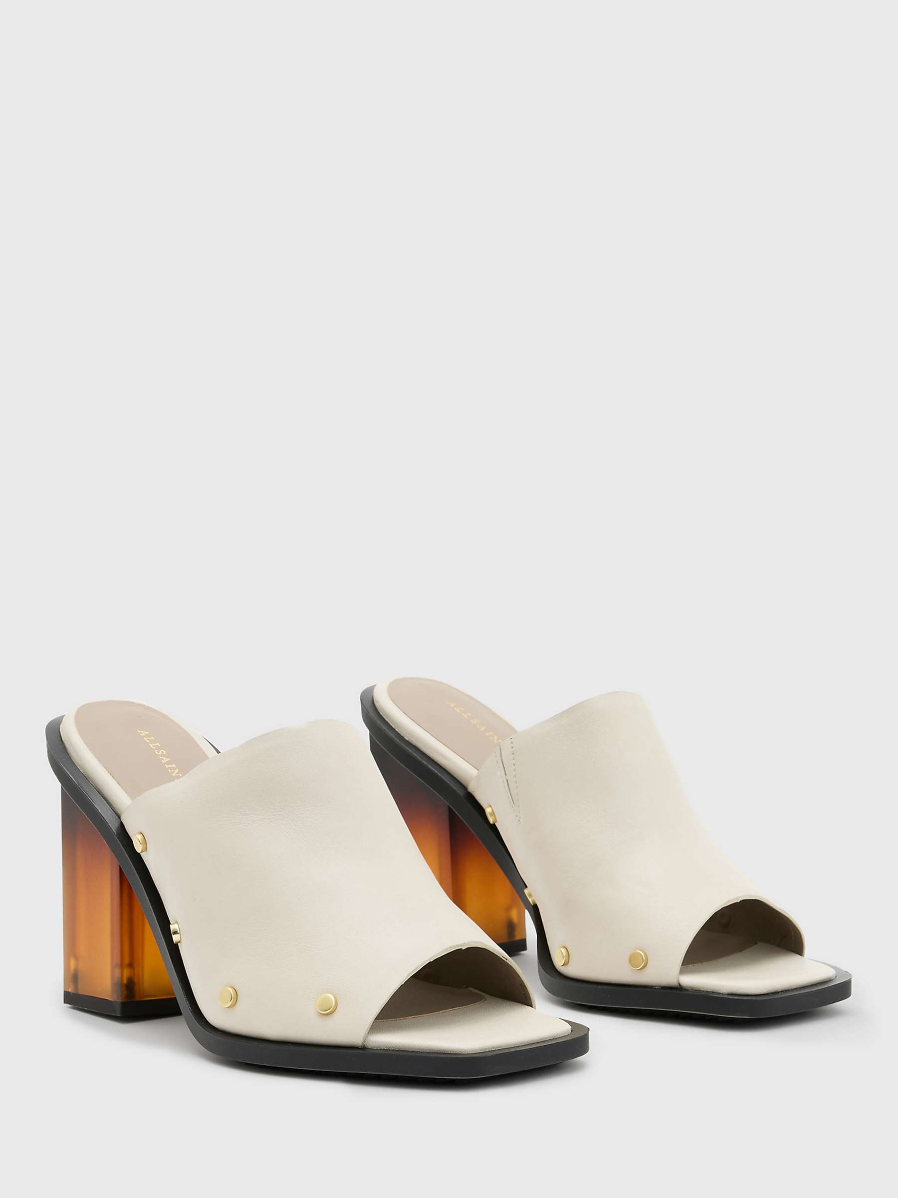 Buy AllSaints Kelly Leather Mules, Parchment White Online at johnlewis.com
