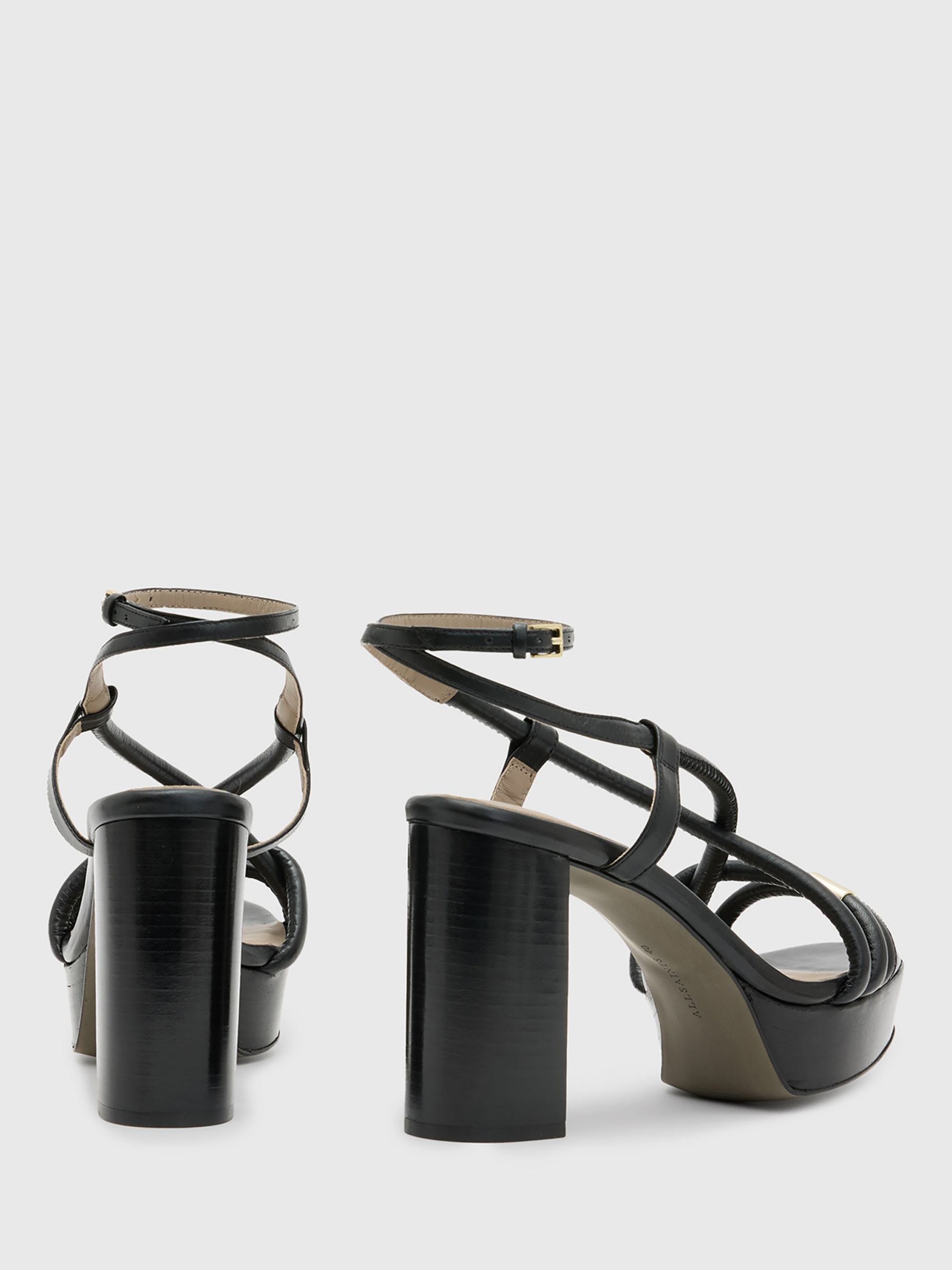 AllSaints Bella Leather Platform Sandals, Black, 2