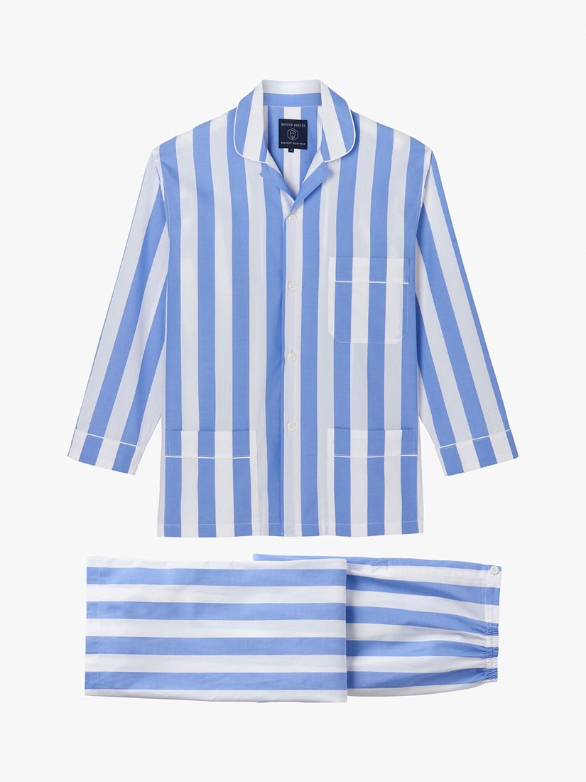 British Boxers Crisp Cotton Striped Pyjamas, Boat Blue/White, S