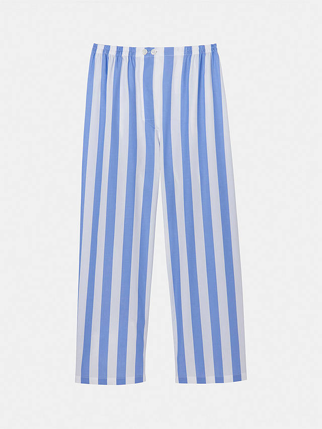 British Boxers Crisp Cotton Striped Pyjama Trousers, Boat Blue/White