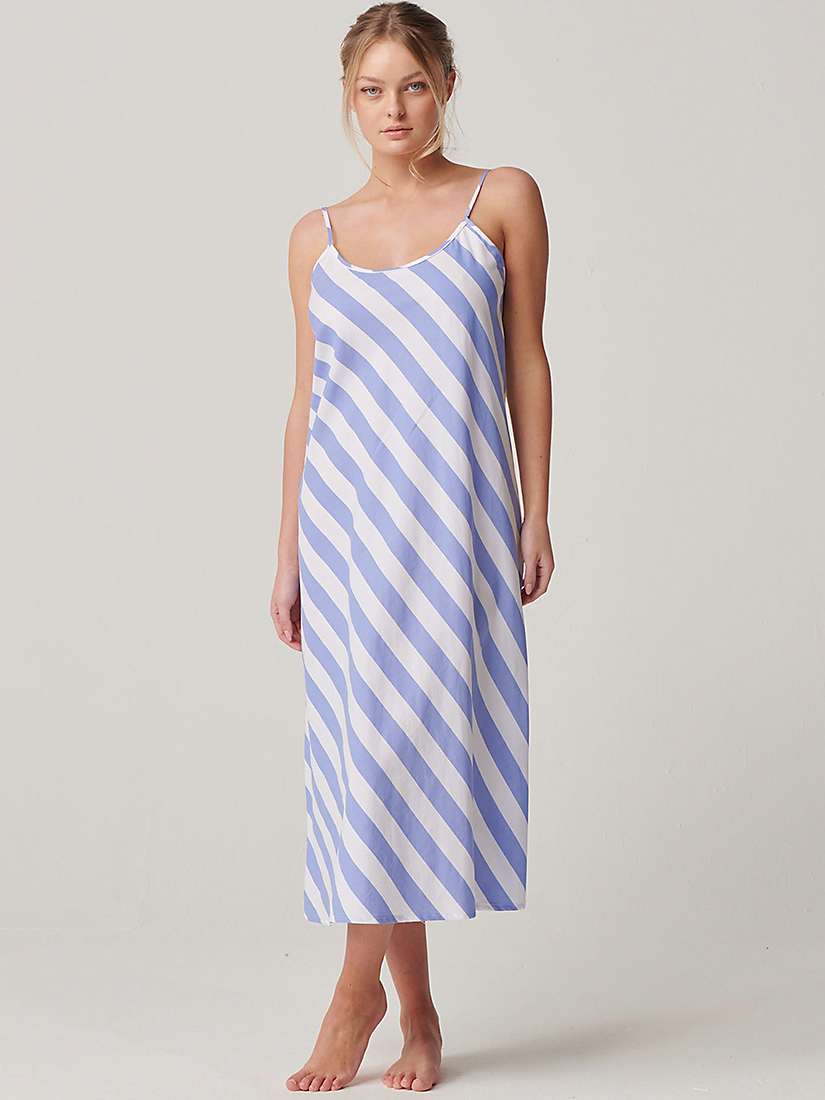 Buy British Boxers Crisp Cotton Striped Strappy Nightdress, Boat Blue/White Online at johnlewis.com