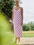 British Boxers Crisp Cotton Picnic Stripe Strappy Nightdress, Pink/White