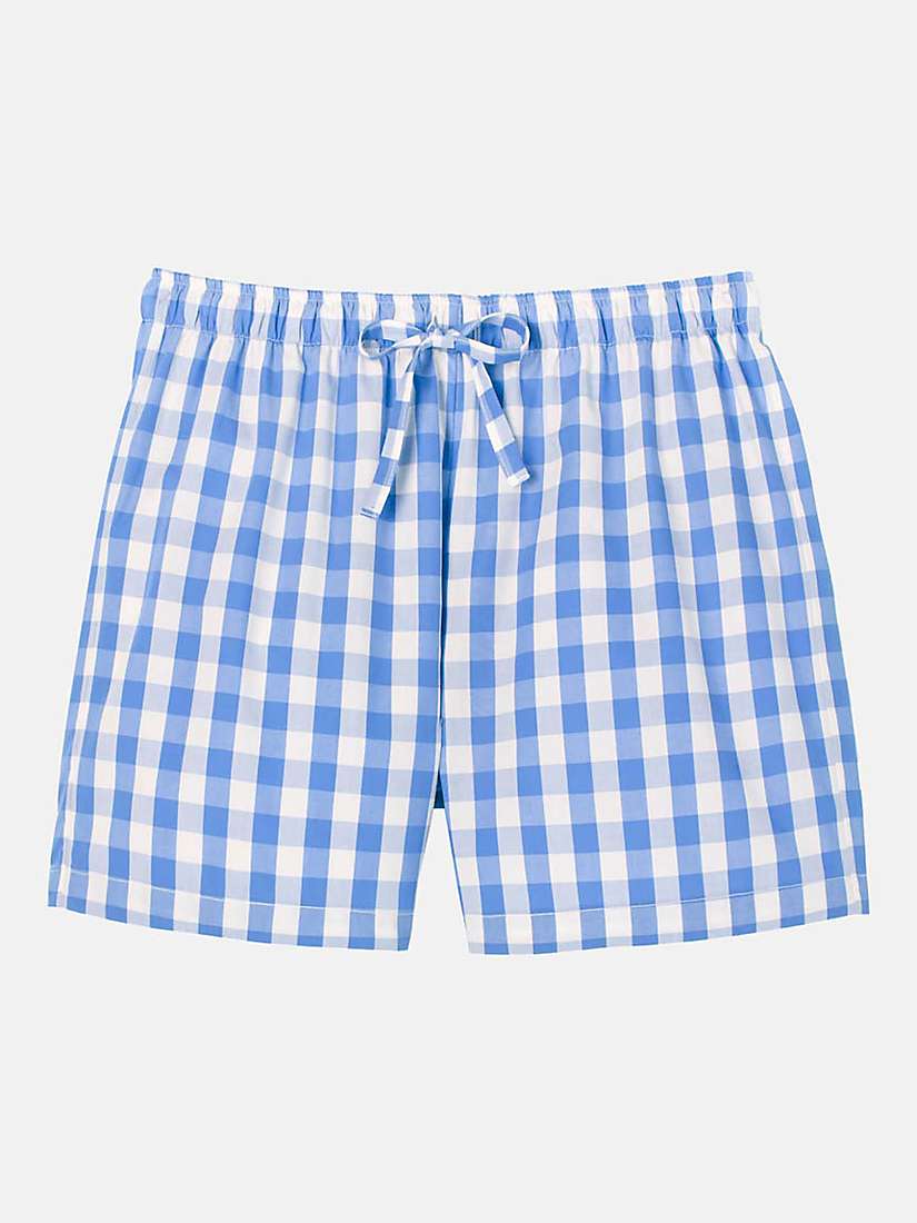 Buy British Boxers Crisp Cotton Schoolhouse Gingham Pyjama Shorts, Blue/White Online at johnlewis.com