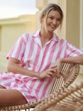 British Boxers Crisp Cotton Short Pyjama Set, Picnic Pink Stripe