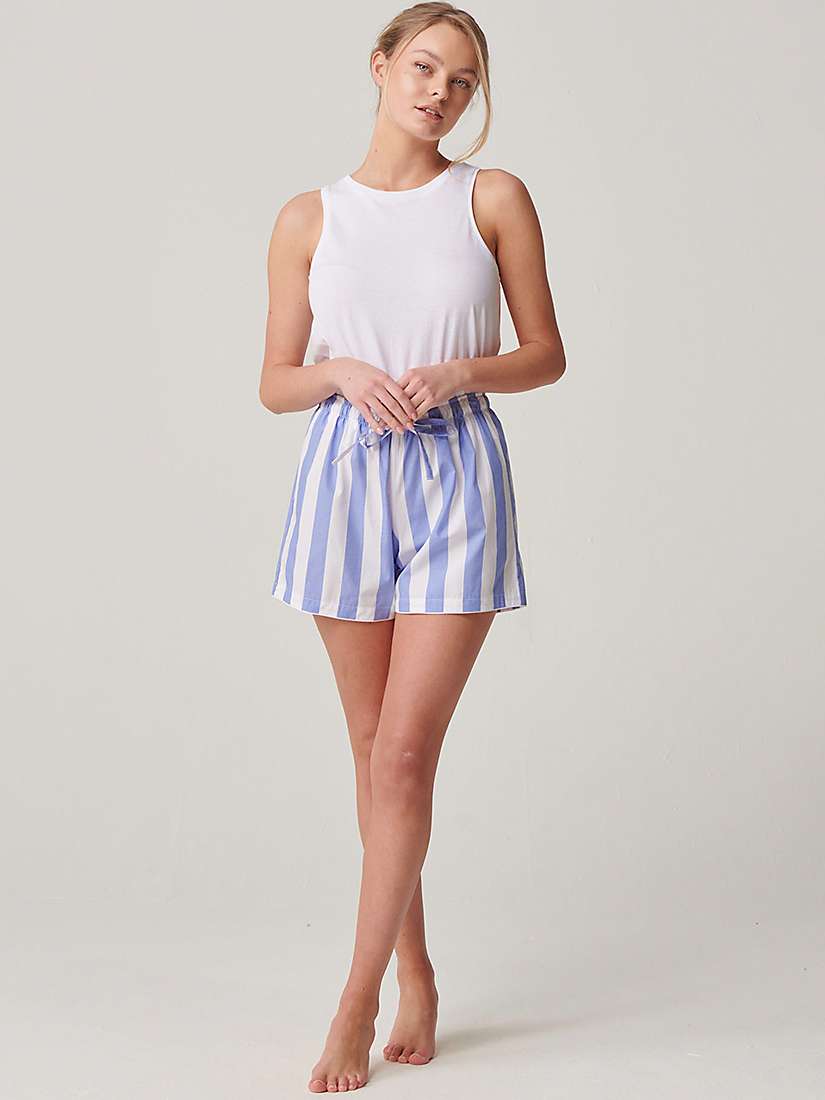 Buy British Boxers Crisp Cotton Striped Pyjama Shorts, Boat Blue/White Online at johnlewis.com