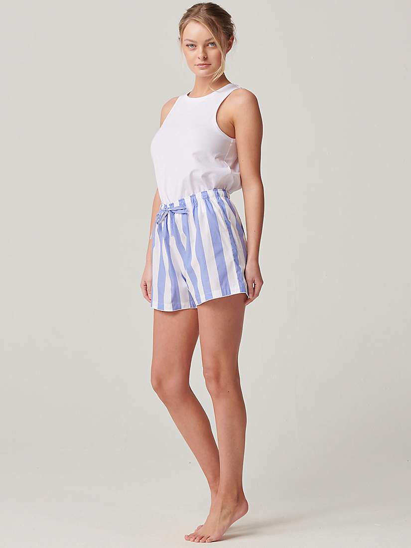 Buy British Boxers Crisp Cotton Striped Pyjama Shorts, Boat Blue/White Online at johnlewis.com