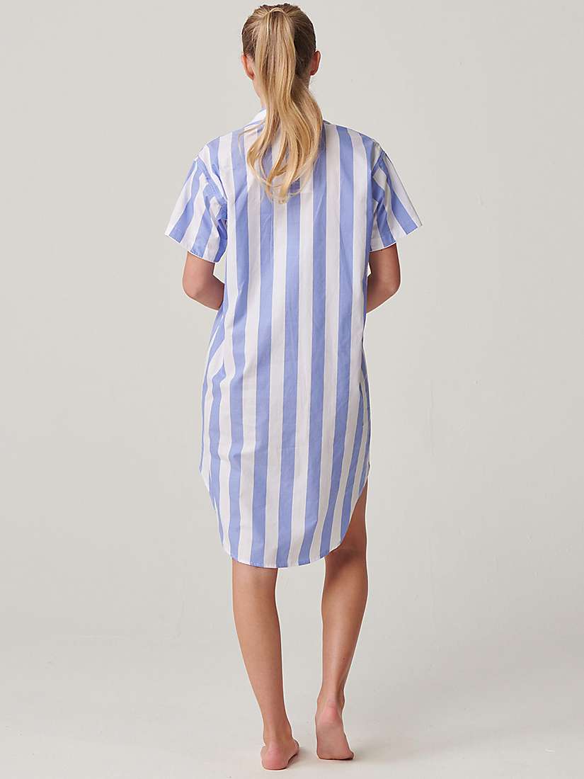 Buy British Boxers Crisp Cotton Short Sleeve Striped Nightshirt, Boat Blue/White Online at johnlewis.com