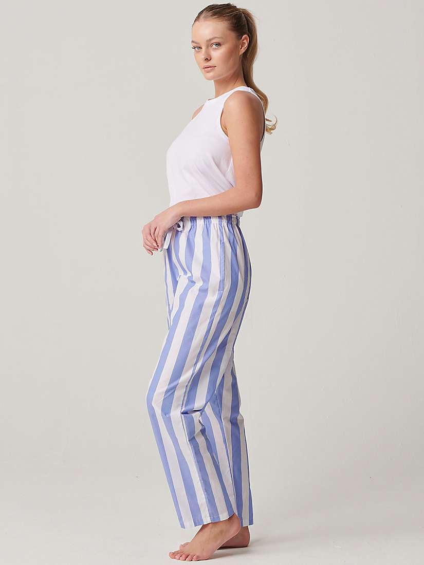Buy British Boxers Crisp Cotton Striped Pyjama Trousers, Boat Blue/White Online at johnlewis.com