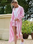 British Boxers Crisp Cotton Dressing Gown, Pink Stripe