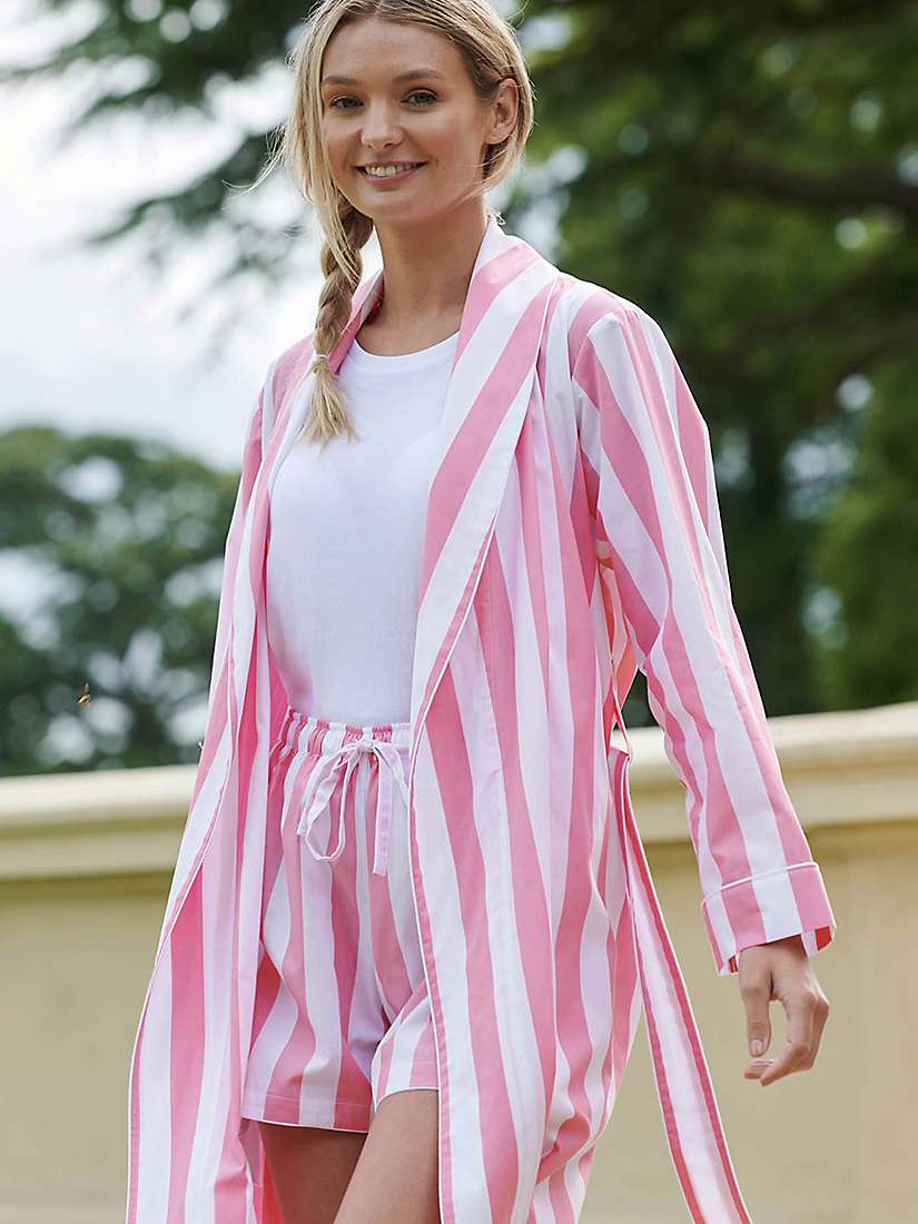 Buy British Boxers Crisp Cotton Dressing Gown, Pink Stripe Online at johnlewis.com