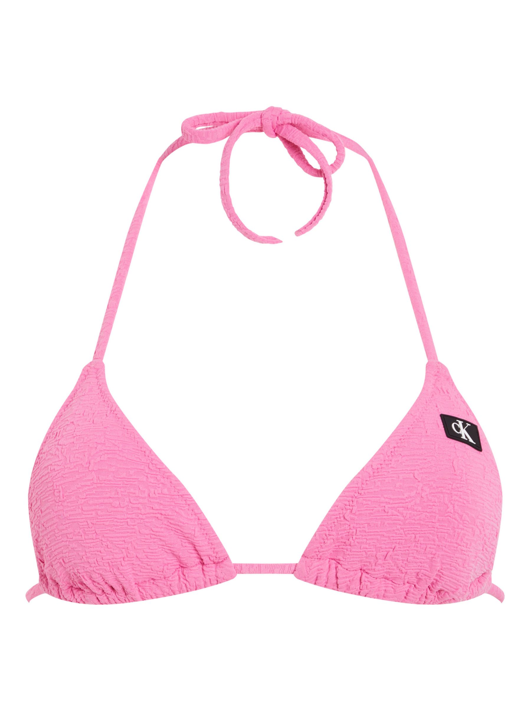 Calvin Klein Textured Triangle String Bikini Top, Bold Pink, L
