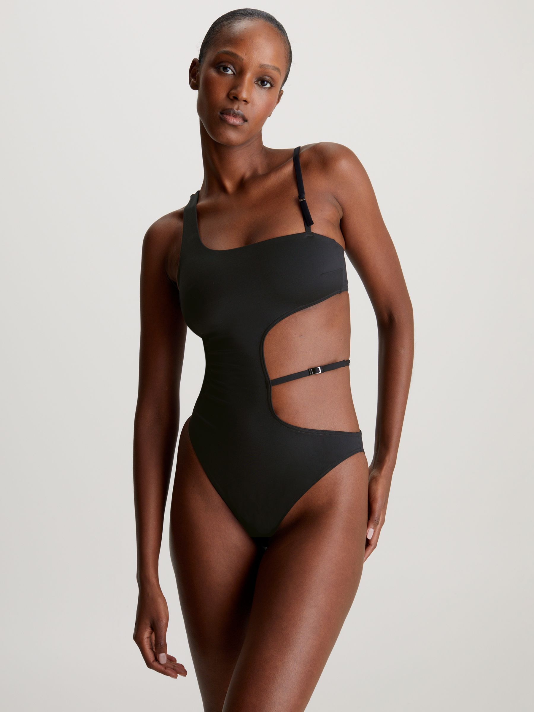 Calvin Klein Cut Out Swimsuit, Black, L