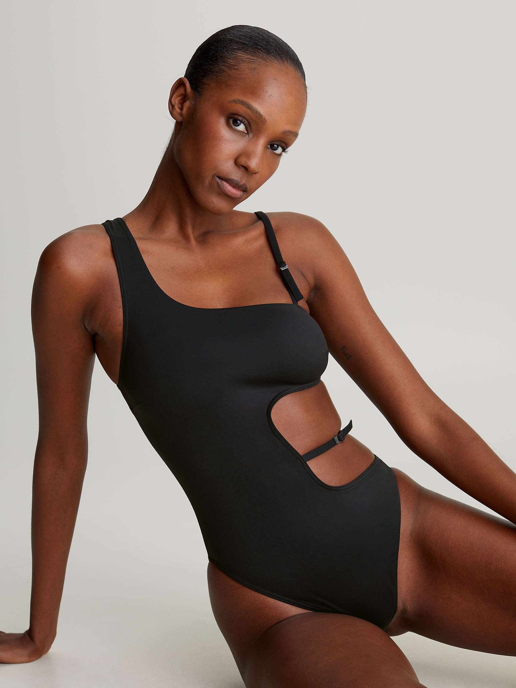 Buy Calvin Klein Cut Out Swimsuit, Black Online at johnlewis.com